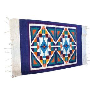 Handwoven Wool Area Rug Vibrant Multicolor Tribal Design Boho Home Décor